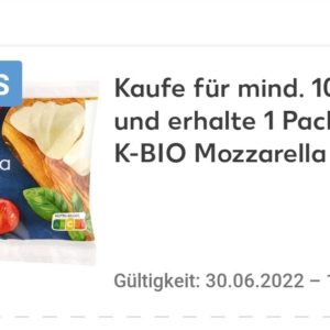 Gratis biomozzarella mit der Kaufland Card ab 10 € Einkauf für 5 Treuepunkte