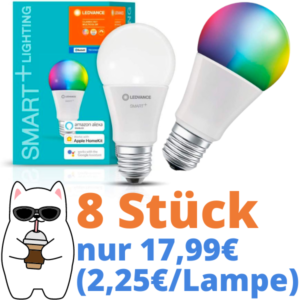 Noch besser! 🌈 8x smarte LED E27 RGB Lampen für 17,99€ (statt 56€) - Bluetooth Mesh Technologie / steuerbar mit Google und Alexa / von LEDVANCE