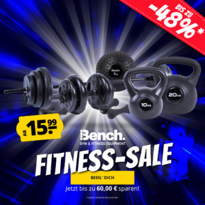 Bench Fitness-Sale 🏋️ Hanteln, Dumbbells, Kettlebells und Slam Ball