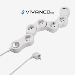 🔌 Vivanco flexible 5-fach Steckdose + 2x USB-Port für 9,99€ (statt 24,99€)