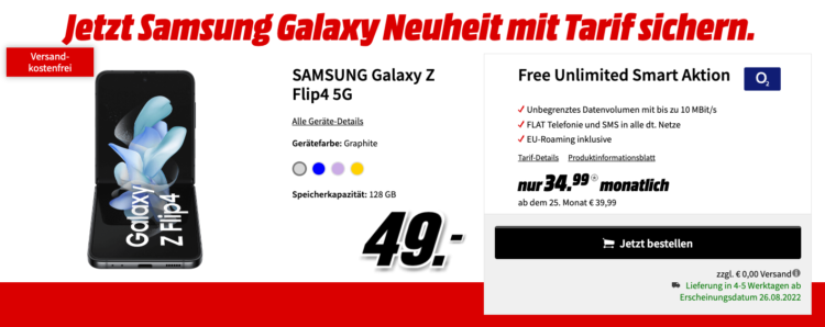 Jetzt Samsung Galaxy Neuheit mit Tarif sichern.