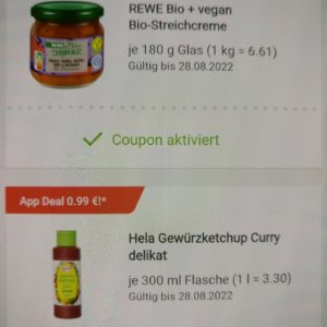 Hela Gewürzketchup in der Rewe App für 0,99 cent