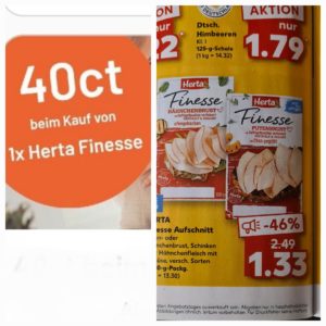 Herta Finess Hähnchen oder Putenbrust für umgerechnet 88ct bei Kaufland ( ab morgen ! ) und dank Smaggle
