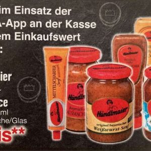 GRATIS „Händlmaier Senf/Senfsauce" (je 200-335 ml Tube/Flasche/Glas)“ mit Edeka-App bei Edeka Südbayern vom 22.-27.08.22 ab 5€ Einkauf