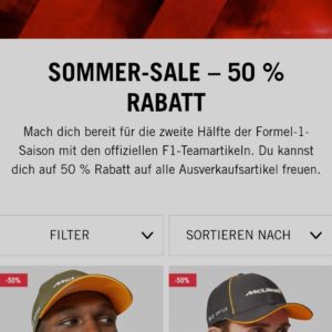 50% auf Formel 1 Merch