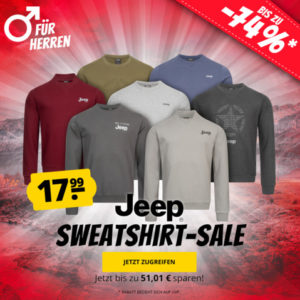 Jeep® Herren Sweatshirt in 14 vers. Farben für 21,94€ (statt 57€)