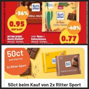 Ritter Sport für 1,35 / 0,99 ct ( 2 Tafeln ) bei Penny Dank Smaggle 😍