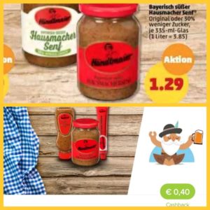 Händlmaier süßer Senf umgerechnet 89ct bei Penny, dank Marktguru