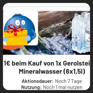 Gerolsteiner Mineralwasser für 3,69 Euro anstatt 5,34 Euro Dank Payback & Smaggle