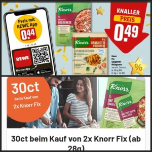2x Knorr Fix für 53ct bei Rewe, dank Rewe App & Smhaggle
