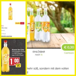 Die Limo für 59 ct bei Rewe bzw 60 ct bei Edeka, dank Payback / Deutschlandcard und Marktguru