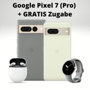 Google Pixel 7 + Pixel Buds Pro für 79€ + Allnet-Flat mit 38GB für 41,99€ mtl. // Google Pixel 7 Pro + Pixel Watch LTE für 179€ + Allnet-Flat mit 50GB für 49,99€ mtl.