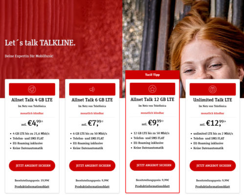 talkline tarif preise