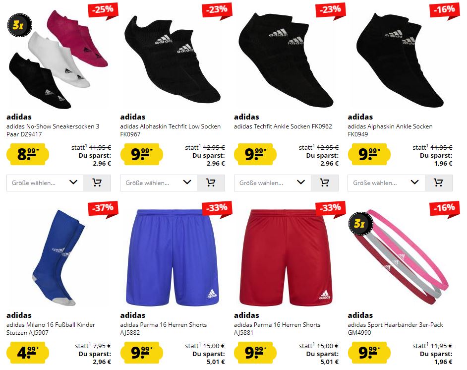 Kleidung von adidas fuer unter 10 Euro bei SportSpar