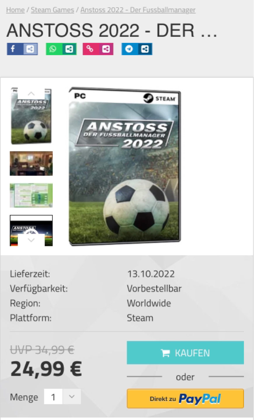 Anstoss (2022) PC Spiel