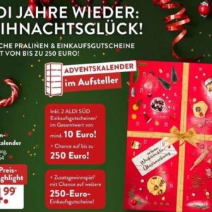 Gutschein-Adventskalender mit 280 gr. HACHEZ-Pralines/Schokolade bei Aldi-Süd und Aldi-Nord