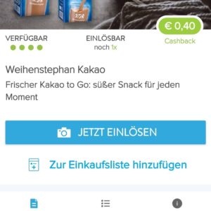 Marktguru App 40 Cent auf Weihenstephan Kakao