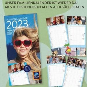 GRATIS Familienkalender 2023 bei Aldi Süd ab 05.11.2022