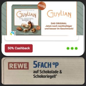 Guylian Schokoladen Meeresfrüchte für 1,99 Euro statt 4,79 Euro. Bei Rewe- Dank Scondoo & Payback