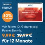 🗺 WELTplus Premium Monatsabo für 9,99€/mtl. (statt 91,99€) / Jahresabo für 99,90€ (statt 220,89€)