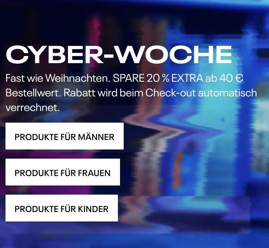 Reebok Cyber Monday: 20% Extra-Rabatt ab 40€ MBW