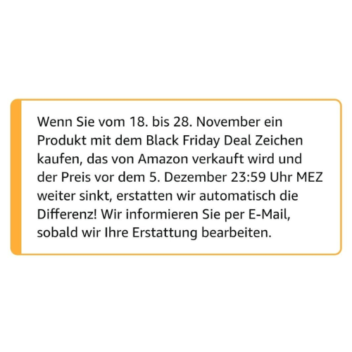 Amazon "Preisgarantie" während Black Week Erstattung wenn der Preis