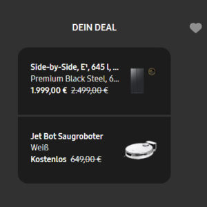Samsung Side-by-Side-Kühlschrank  + Jet Bot Saugroboter für 1.999€ (statt 2.310€) + weitere Bundles