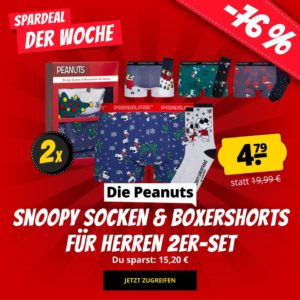 🥜 Die Peanuts – Snoopy Herren Socken & Boxershorts für 4,79€ + GRATIS Versand