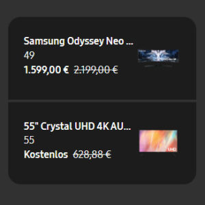 Riesiger Samsung 49" Monitor + 50" Crystal 4K TV für 1.599€ (statt 1.883€) + weitere Bundles