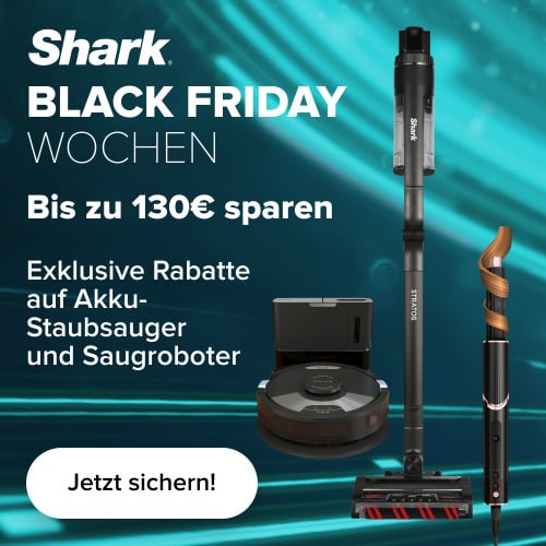 Shark Black Friday Deals: Bis zu 130€ sparen auf Akku-Staubsauger und  Saugroboter
