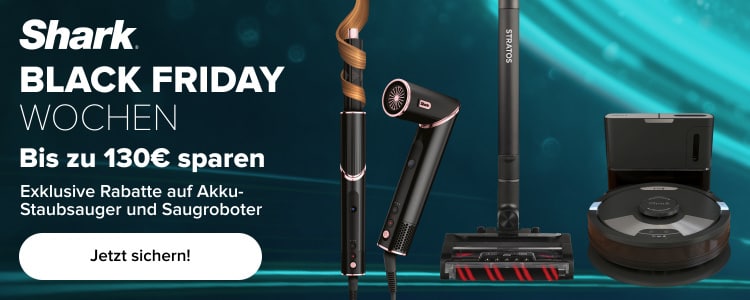 Shark Black Friday Deals: Bis zu 130€ sparen auf Akku-Staubsauger und  Saugroboter