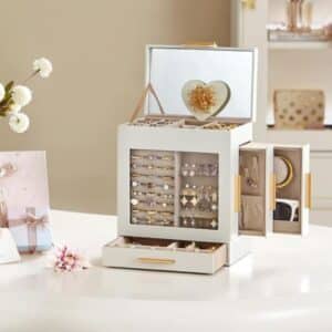 💍 Songmics Schmuckschatulle aus Holz, mit Spiegel & 5 Etagen für 27,89€ (statt 45€)