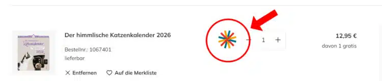 Stern bei Vivat-Bestellung; roter Pfeil