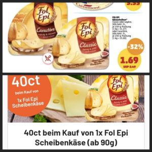 Fol Epi Käse für umgerechnet 1,24 Euro bei Penny NUR MORGEN 14.11.22 Dank Smhaggle