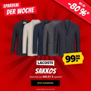 🐊 Lacoste Blazer & Sakkos für Damen & Herren für 99,99€