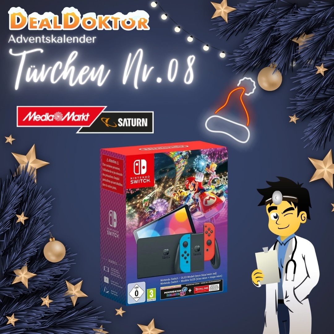 Thumbnail 🎁 DealDoktor Adventskalender - Türchen 8: Nintendo Switch OLED Mario Kart 8 Deluxe Set