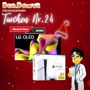 🎁 DealDoktor Adventskalender - Türchen 24: Sony PlayStation 5 Slim &amp; 55 Zoll LG OLED TV