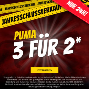 Puma: 3 für 2 Aktion bei SportSpar ⏰ nur bis Mittwoch, 8 Uhr!