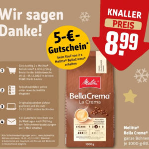 Rewe: 2x Melitta Bella Crema kaufen und 5€ Gutschein erhalten