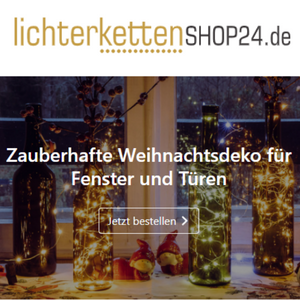 20% Gutschein bei lichterkettenshop24.de – z.B. leuchtende Weihnachtsdeko