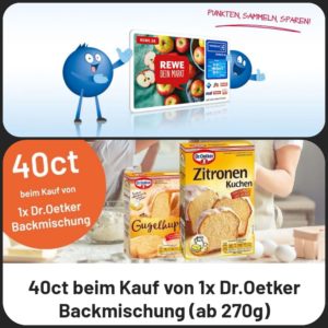Dr Oetker verschiedene Backmischungen für umgerechnet 1,69 Euro bei Rewe, Dank Payback & Smhaggle ggf personalisiert