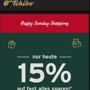 Nur Heute: Happy Sunday Shopping mit 15% Rabatt bei Tchibo auf fast alles