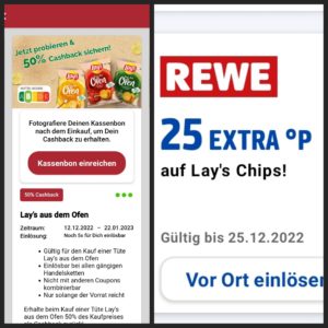 Lays Chips aus dem Ofen ( nur diese !! ) für umgerechnet 50 ct pro Tüte, bei Rewe, dank Scondoo & Payback- ggf personalisiert!!