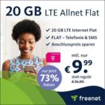 🔥 20GB LTE Telekom Allnet für 9,99€/Monat + 0,00€ AG ⏰ max. bis Freitag, 12 Uhr! (freenet Telekom green LTE)