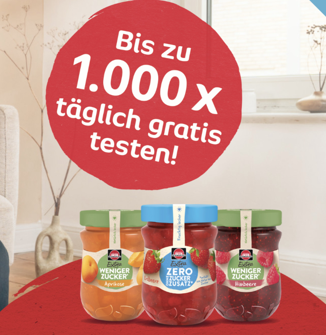 Gratis testen - Schwartau Extra weniger Zucker / Zero Marmelade bis 28 ...