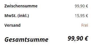 Gesamtsumme 99,90 Warenkorb