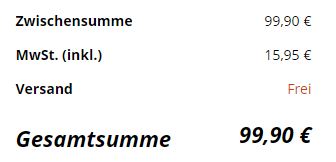 Gesamtsumme 99,90 Warenkorb