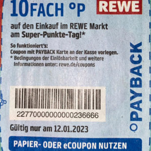Rewe: 10-fach Payback Punkte am Super-Punkte-Tag (12.01.2023)