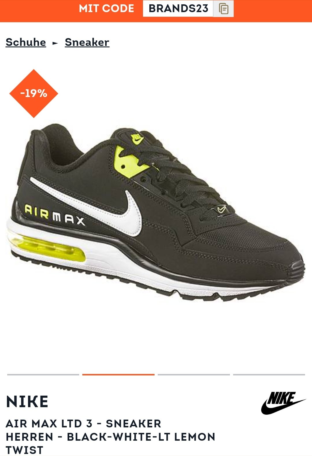 Nike Air Max LTD 3 Herren Sneaker (Gr. 41-44) für 69,26€ inkl. Versand | Sportscheck.de