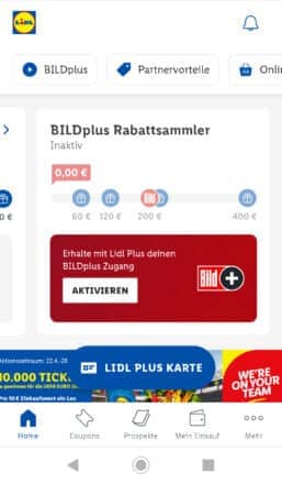 BILDplus Rabattsammler in der LIDL Plus App